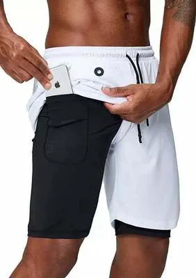 Summer Double-Deck Men's Fitness Bodybuilding Breathable Quick Drying Shorts