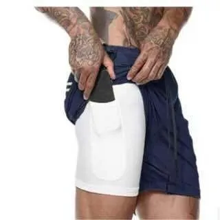 Summer Double-Deck Men's Fitness Bodybuilding Breathable Quick Drying Shorts