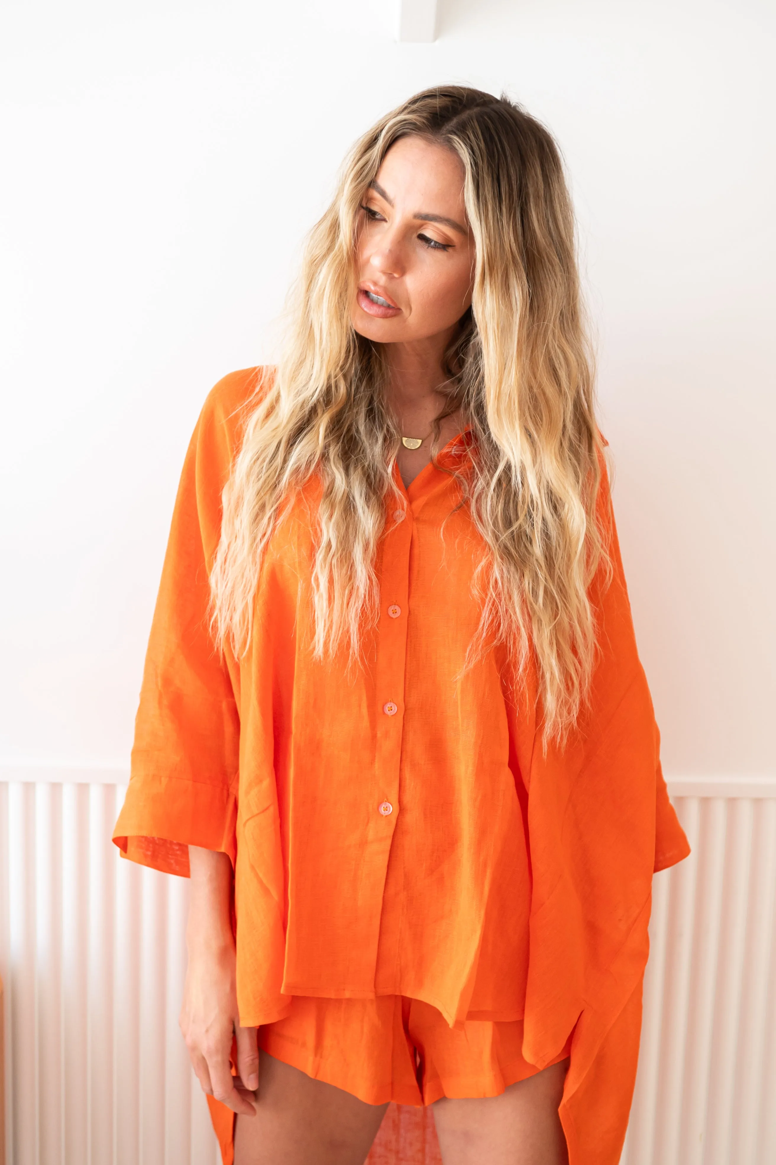 Sunkissed Coral Oversized Shirt