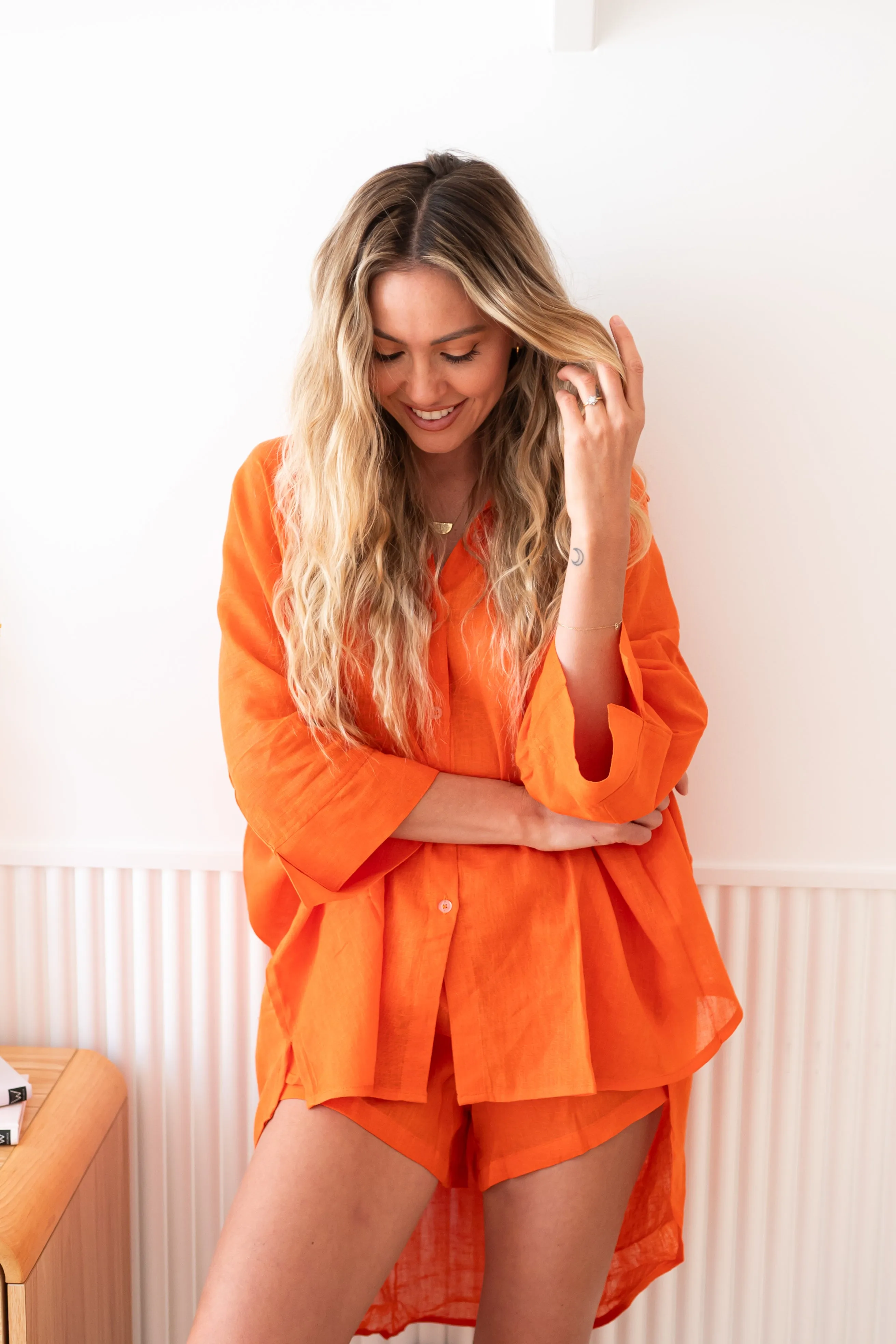 Sunkissed Coral Oversized Shirt