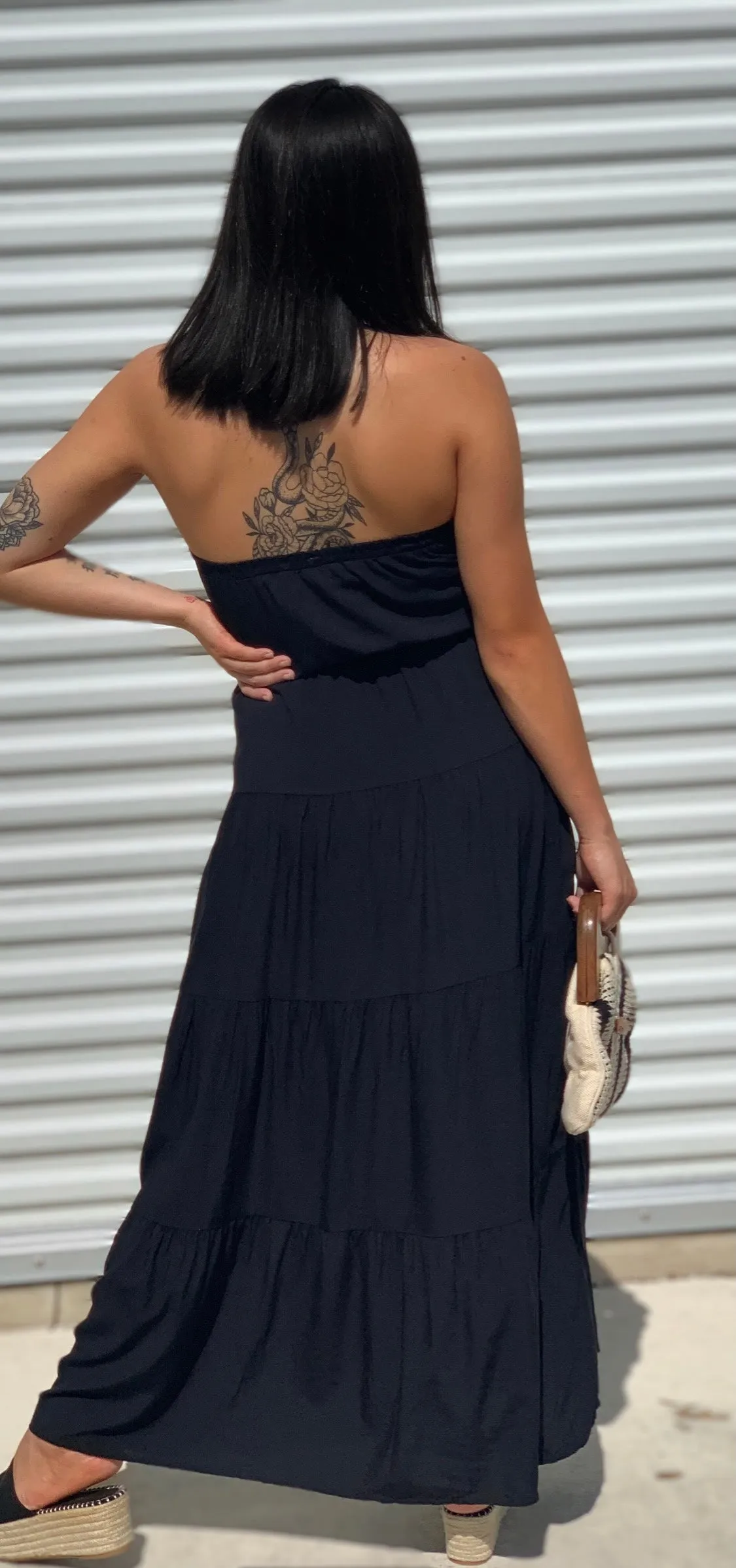 Take My Hand Strapless Tiered Maxi Dress