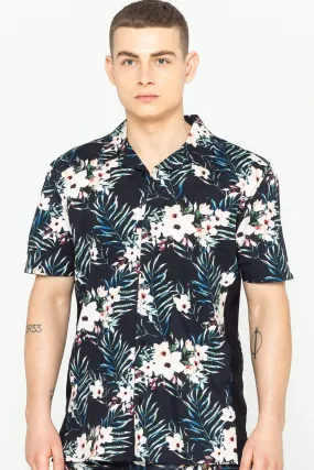 Terrace Floral Print Men's Shirt - Black