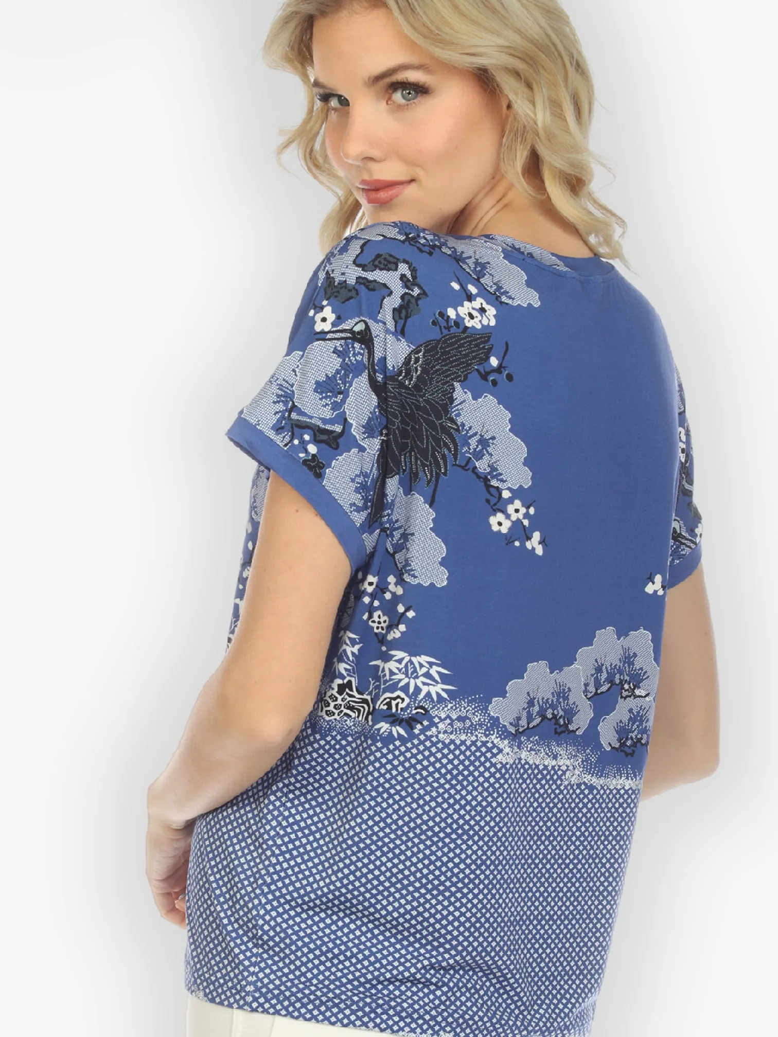 True Blue Shibori Cap Sleeves Tee