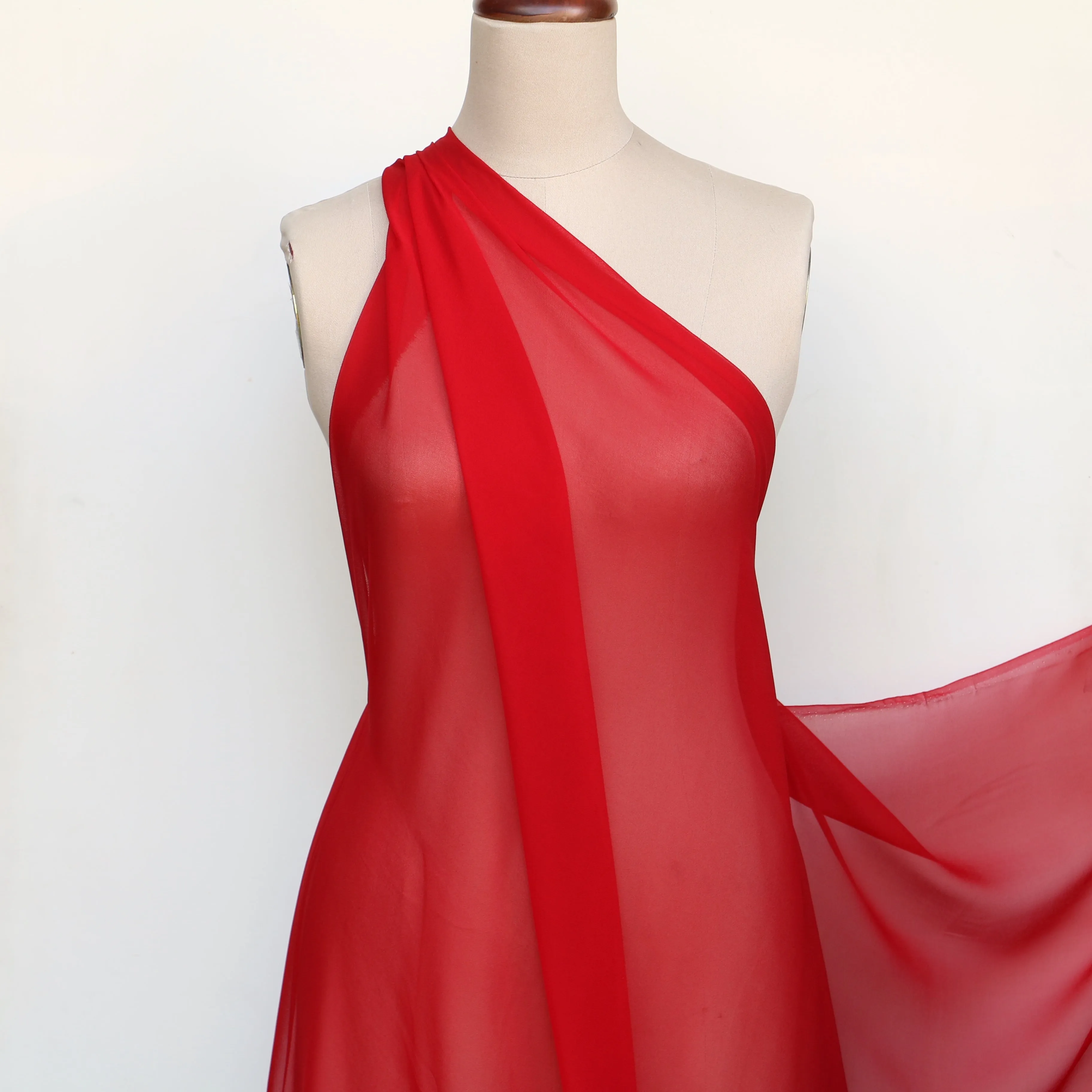 True Red Silk Georgette