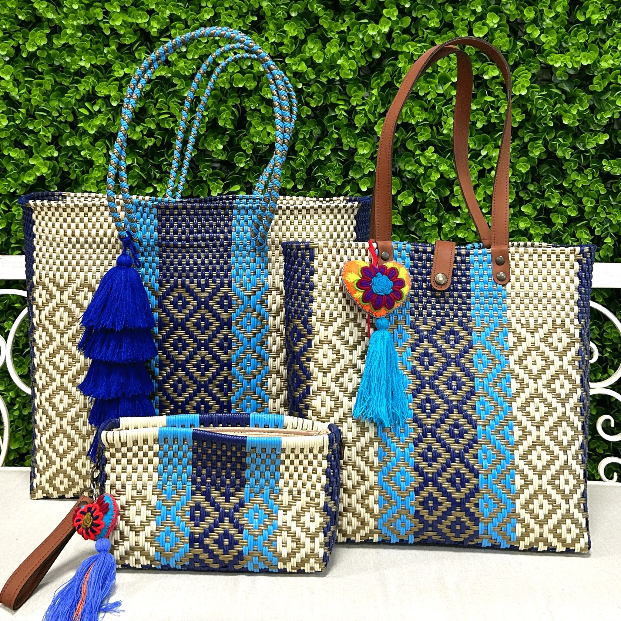 Upcycled Handwoven Handbags - Navy Dreams BUNDLE