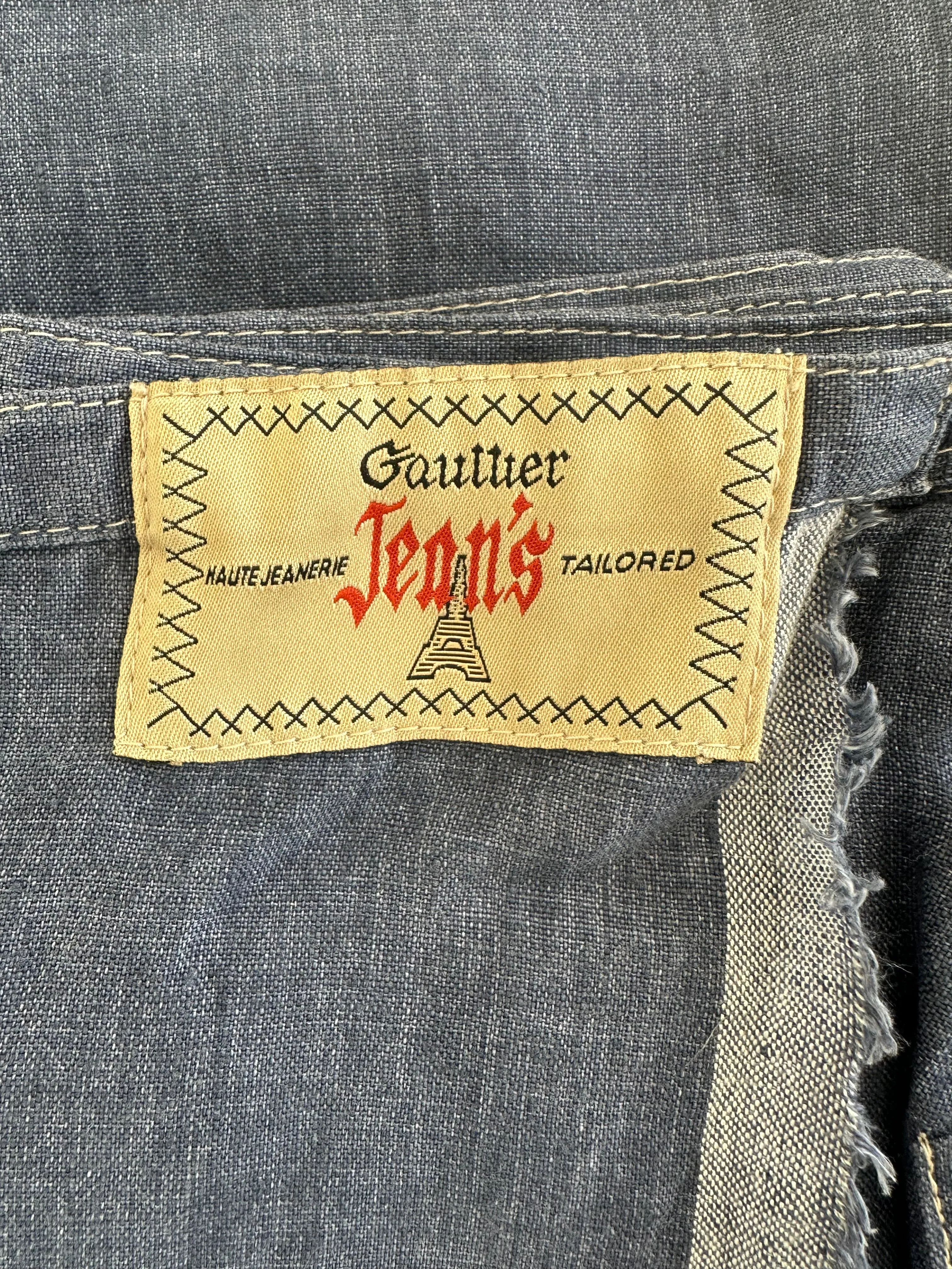 Vintage Gaultier Jeans Blue Linen Wrap Skirt