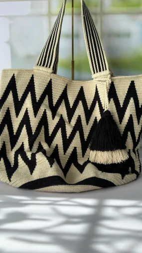 Wayuu Jumbo (Beach) Bag (Mochila - Mochilon) Beige