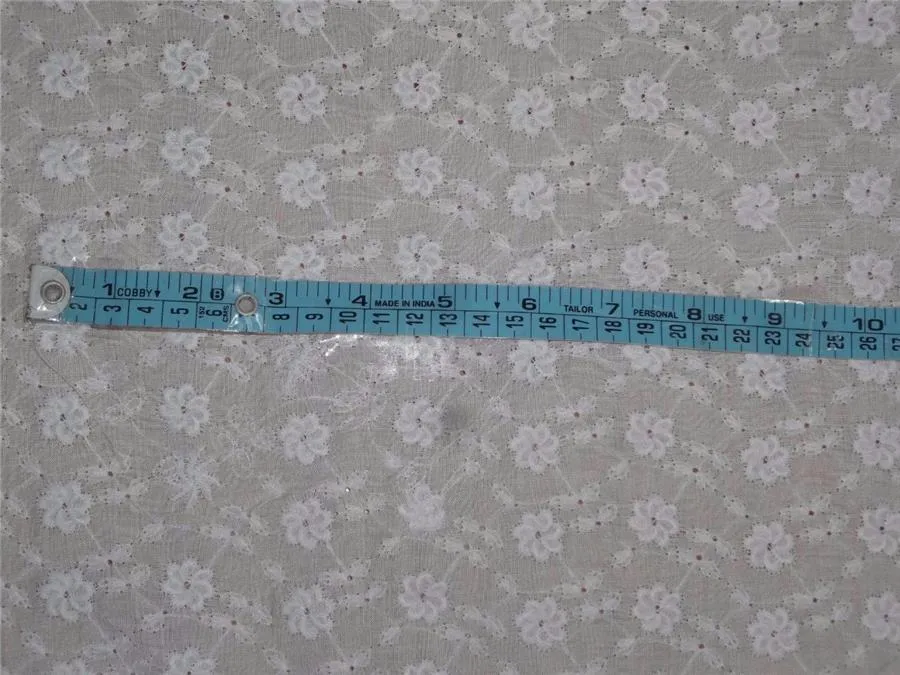 white color cotton organdy fabric 44&quot;wide with tiny floral embroidery