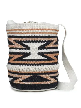 White Orange Tasseled Hand Woven Tote Bag