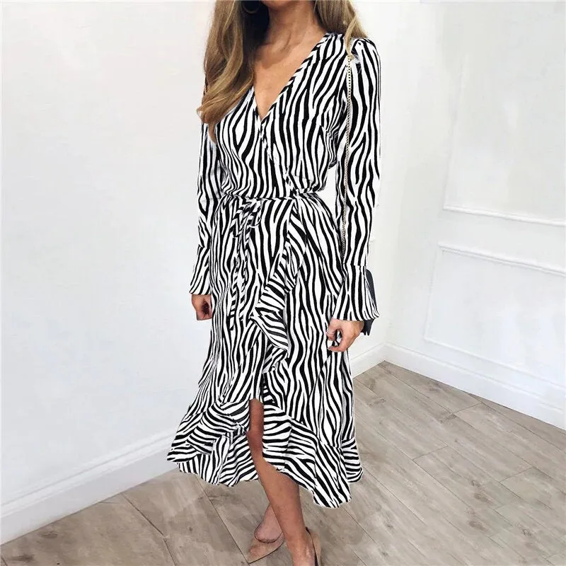 Women's Summer Long Sleeve Long Chiffon Dress