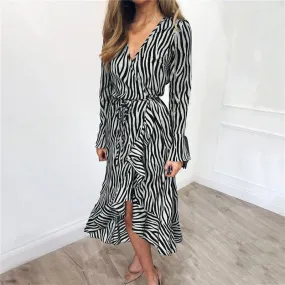 Women's Summer Long Sleeve Long Chiffon Dress