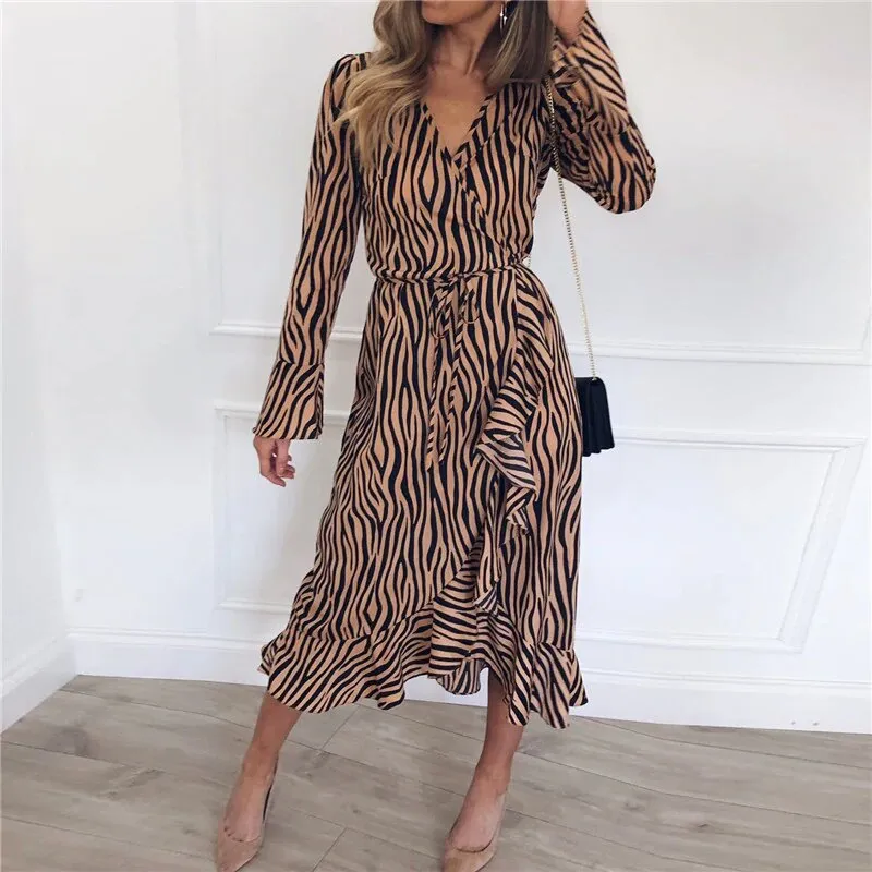 Women's Summer Long Sleeve Long Chiffon Dress