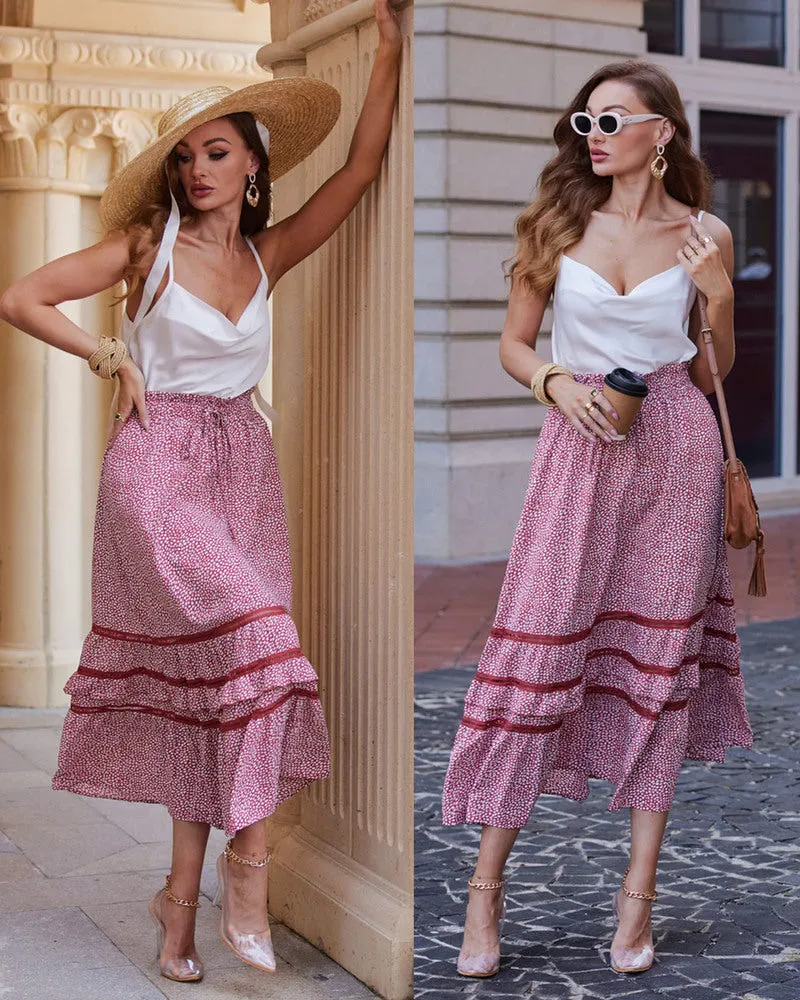 Zeagoo Women's Midi Skirts Boho High Waist A Line Casual Maxi Work Skirt Summer